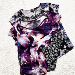 THREE-pack Vera Wang knit tops, capped sleeves, multicolors, size XL